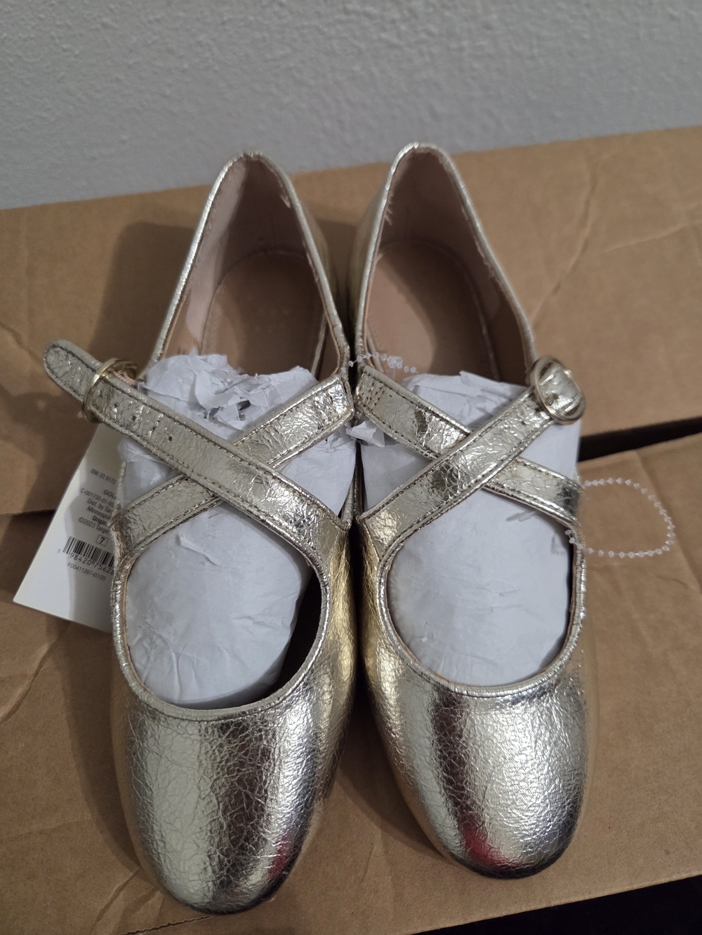 a new day Metallic Gold Crisscross Mary Jane Flats